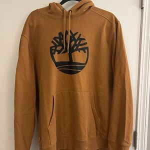 Timberland Men's Tan Hoodie with Black Logo